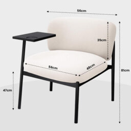 Comhoma Accent Chair Fabric Modern With 180 Degree Rotating Small Table Thick Soft Padded Seat Lounge Occasional Bedroom Chair - thumbnail 2