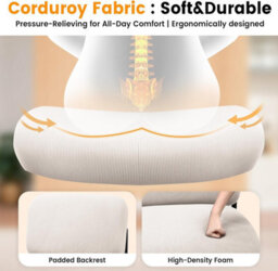 Comhoma Accent Chair Fabric Modern With 180 Degree Rotating Small Table Thick Soft Padded Seat Lounge Occasional Bedroom Chair - thumbnail 4