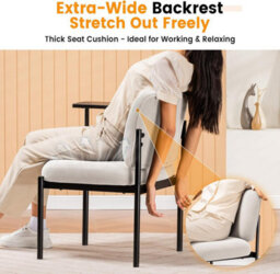 Comhoma Accent Chair Fabric Modern With 180 Degree Rotating Small Table Thick Soft Padded Seat Lounge Occasional Bedroom Chair - thumbnail 5