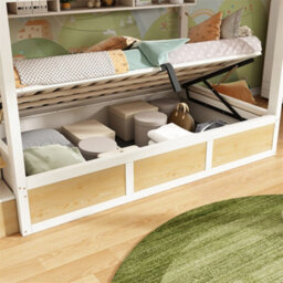 Abrihome Bunk Beds For Kids, 90X190Cm, Staircase Bunk With Storage Cube, Children's Bed With Hydraulic Storage, Solid Wood, White & Natural - thumbnail 9