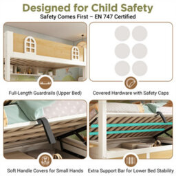 Abrihome Bunk Beds For Kids, 90X190Cm, Staircase Bunk With Storage Cube, Children's Bed With Hydraulic Storage, Solid Wood, White & Natural - thumbnail 4