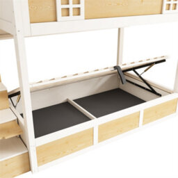 Abrihome Bunk Beds For Kids, 90X190Cm, Staircase Bunk With Storage Cube, Children's Bed With Hydraulic Storage, Solid Wood, White & Natural - thumbnail 8