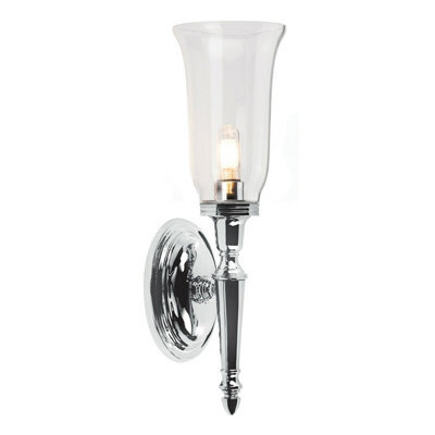 Stylish Ip44 Wall Light With Clear Glass Shade And Led Bulb For Modern Bathrooms
