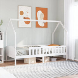 Berkfield Kids' House Bed Frame Without Mattress White 90X200 Cm Pine - thumbnail 1