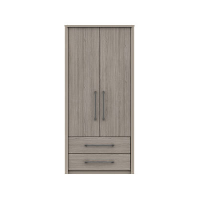 Burlington 2 Door Combi Robe - Fired Earth And Grey Oak On Express Delivery And Ready Assembled - image 1