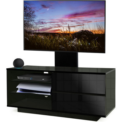 "Homeology Gallus Gloss Black With 2-Black Drawers And 3-Shelves 32""-55"" Led/lcd/plasma Cabinet Tv Stand With Mounting Arm" - image 1