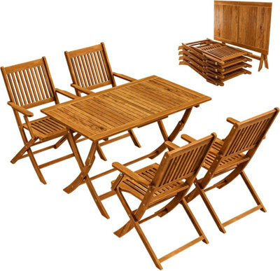 Casaria Sydney Wooden Garden Dining Table And Chairs Set, 4 Seater, Fsc Certified Acacia Wood, Chairs With Armrests, 5 Piece - image 1