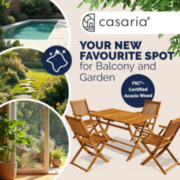 Casaria Sydney Wooden Garden Dining Table And Chairs Set, 4 Seater, Fsc Certified Acacia Wood, Chairs With Armrests, 5 Piece - thumbnail 4