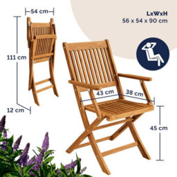 Casaria Sydney Wooden Garden Dining Table And Chairs Set, 4 Seater, Fsc Certified Acacia Wood, Chairs With Armrests, 5 Piece - thumbnail 7