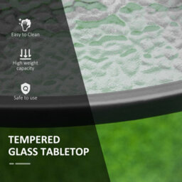 Outsunny 106Cm Round Garden Dining Table With Parasol Hole Tempered Glass Top - thumbnail 5