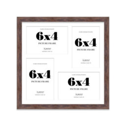 12X12 Inch 4 Opening Photo Collage Frame, Display Four 6X4 Inch Photos, Multi Aperture Family Picture Frame, Walnut - thumbnail 2