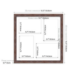 12X12 Inch 4 Opening Photo Collage Frame, Display Four 6X4 Inch Photos, Multi Aperture Family Picture Frame, Walnut - thumbnail 4