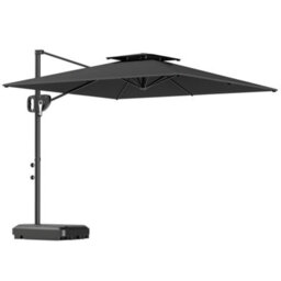 Outsunny Garden Cantilever Parasol W/ Weighted Base Tilt Crank Dark Grey - thumbnail 2