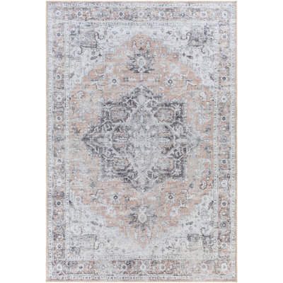 Livabliss Tahmis Washable Beige Charcoal Traditional Boho Living Dining Rug 200 X 275 Cm Non Shedding - image 1