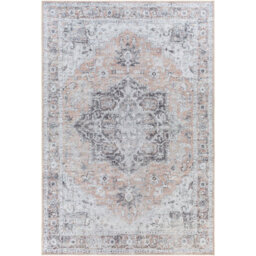 Livabliss Tahmis-Wahshable Beige Charcoal Grey Traditional Vintage Boho Living Dining Rug 200 X 275 Cm Easy Care, Non Shedding