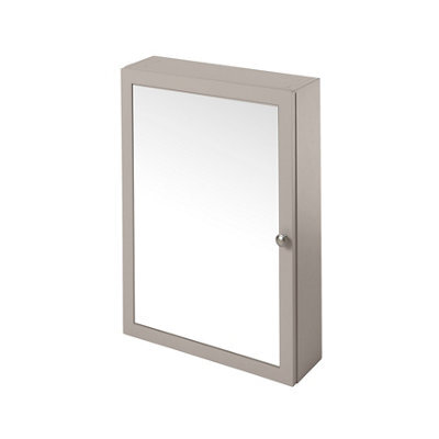 GoodHome Perma Satin Grey Wall-Mounted Single Bathroom Cabinet With Mirrored Door (W)500mm (H)700mm - image 1