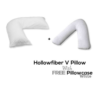 Chilimilii V Pillow With Free V Pillowcase Polycotton Cover Orthopedic Neck & Back Support Hollowfiber Filled Pillow