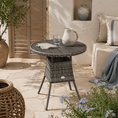 Wyld Haus Reso 70Cm Square Rattan Outdoor Bistro Table, Mixed Grey - Wood-Effect Top, Pe Rattan Panels - image 1