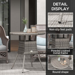 Wyld Haus Reso 70Cm Square Rattan Outdoor Bistro Table, Mixed Grey - Wood-Effect Top, Pe Rattan Panels - thumbnail 6