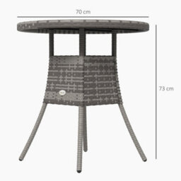 Wyld Haus Reso 70Cm Square Rattan Outdoor Bistro Table, Mixed Grey - Wood-Effect Top, Pe Rattan Panels - thumbnail 3