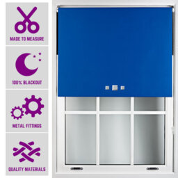 Triple Square Eyelet Blackout Roller Blind With Metal Fittings Free Alteration By Furnished - Blue (W)90Cm X (L)165Cm - thumbnail 1