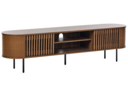 Wyld and Coco Aurora Home Retro Tv Stand In Matt Dark Brown - Wide Particle Board Unit With Steel Legs, Cable Management And Storage - thumbnail 3