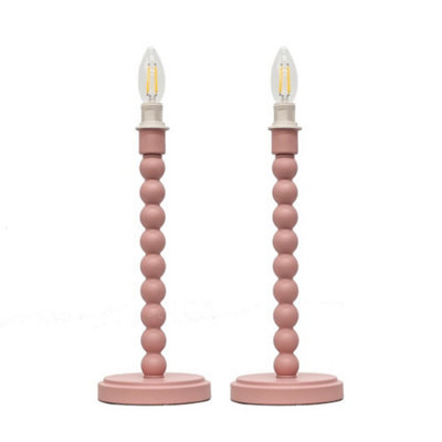 First Choice Lighting Set Of 2 Bobbin - Blush Pink Table Lamp Bases - image 1