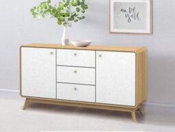 Dorel Home Cassie Sideboard 2 Doors / 3 Drawers In Oak Look White - thumbnail 2