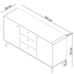 Dorel Home Cassie Sideboard 2 Doors / 3 Drawers In Oak Look White - thumbnail 4