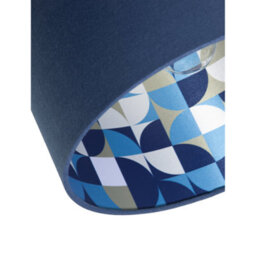Happy Homewares Designer Midnight Blue Linen Lamp Shade With Geometric Pattern Lining - thumbnail 3