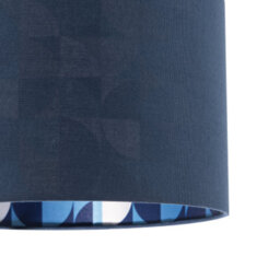 Happy Homewares Designer Midnight Blue Linen Lamp Shade With Geometric Pattern Lining - thumbnail 5