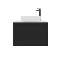 Royal Bathrooms Royal Bathroom Elmore 800mm Matt Nocturne Black Wall Mounted Bathroom Vanity Unit 2 Drawer Plain White Worktop With Lyon Basin - thumbnail 7