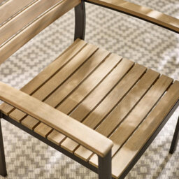 Furniturebox Uk Malva 2 Seat Outdoor Dining Table & Chairs Set - Black Aluminium & Eucalyptus Wood - thumbnail 7