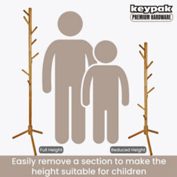 Keypak Wooden Coat Stand, 170Cm Clothes Jacket Hanger Coat Tree, Ideal For Hallway - Pine - thumbnail 3