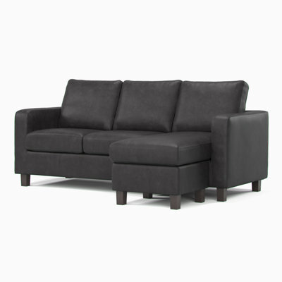 Furnishings For Less UK York Black Faux Leather Reversible L Shaped 3 Seater Corner Sofa - image 1