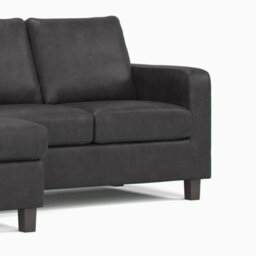 Furnishings For Less UK York Black Faux Leather Reversible L Shaped 3 Seater Corner Sofa - thumbnail 4