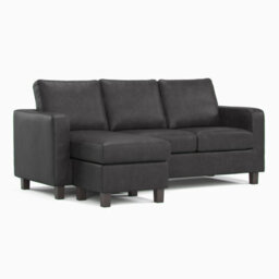 Furnishings For Less UK York Black Faux Leather Reversible L Shaped 3 Seater Corner Sofa - thumbnail 3