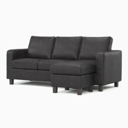Furnishings For Less UK York Black Faux Leather Reversible L Shaped 3 Seater Corner Sofa - thumbnail 1