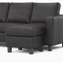 Furnishings For Less UK York Black Faux Leather Reversible L Shaped 3 Seater Corner Sofa - thumbnail 2