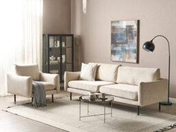 Beliani Living Room Set 4 Seater Vinterbro Velvet Light Beige - thumbnail 2