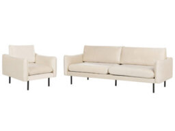 Beliani Living Room Set 4 Seater Vinterbro Velvet Light Beige - thumbnail 1