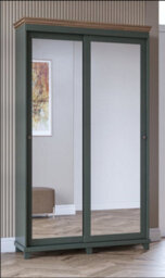 Arte Evora 54 Sliding Door Wardrobe In Green & Oak Lefkas - W1200mm H2160mm D500mm, Mirrored And Organised - thumbnail 5