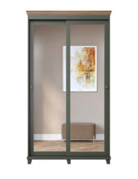 Arte Evora 54 Sliding Door Wardrobe In Green & Oak Lefkas - W1200mm H2160mm D500mm, Mirrored And Organised - thumbnail 3