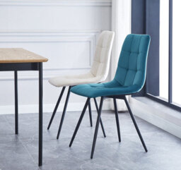 Nordlys Set Of 2 Metal And Blue Velvet Dining Chairs Vintage Style Dining Room - thumbnail 3