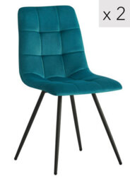 Nordlys Set Of 2 Metal And Blue Velvet Dining Chairs Vintage Style Dining Room - thumbnail 2
