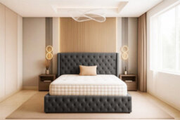 Adore Designs Chesterfield Plush Velvet Divan Bed, Winged Headboard, Mattress & Footboard - 3Ft Single - Grey - 0 Drawers - thumbnail 2