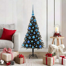 Vidaxl Christmas Tree With 150 Leds With Stand Black 120 Cm Pvc - thumbnail 1