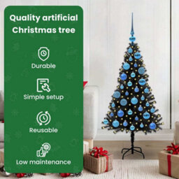 Vidaxl Christmas Tree With 150 Leds With Stand Black 120 Cm Pvc - thumbnail 7