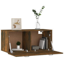 Berkfield Wall Cabinet Smoked Oak 80X35X36,5 Cm Engineered Wood - thumbnail 4