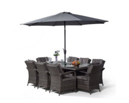 That's Furniture Arizona Rectangle 8 Seat Rattan Dining Set With Ice Bucket Drinks Cooler - Grey - thumbnail 6